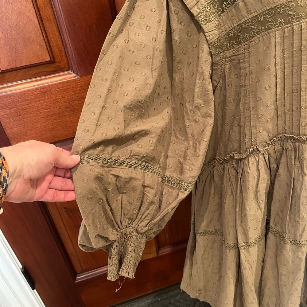 Anthropologie Pilcro Long-Sleeve Mock-Neck Swing Mini Dress size M Boho Prairie - Picture 5 of 16